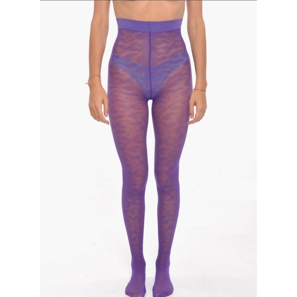New GANNI Lavender Paisley Stockings Small